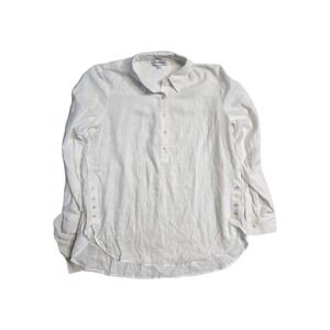 Calligraphie Linen Women's Pull Over Shirt White M Button-Up Relaxed